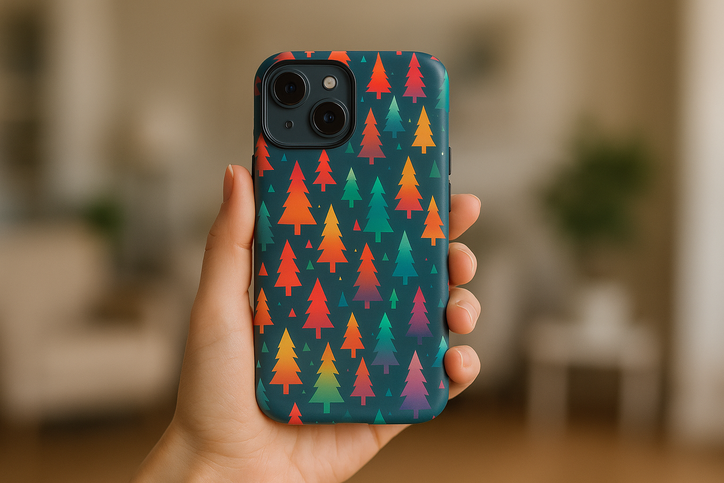 Colorful Trees iPhone Case - Tough Protective Phone Cover | Dual-Layer Drop Protection | NerdFurnish