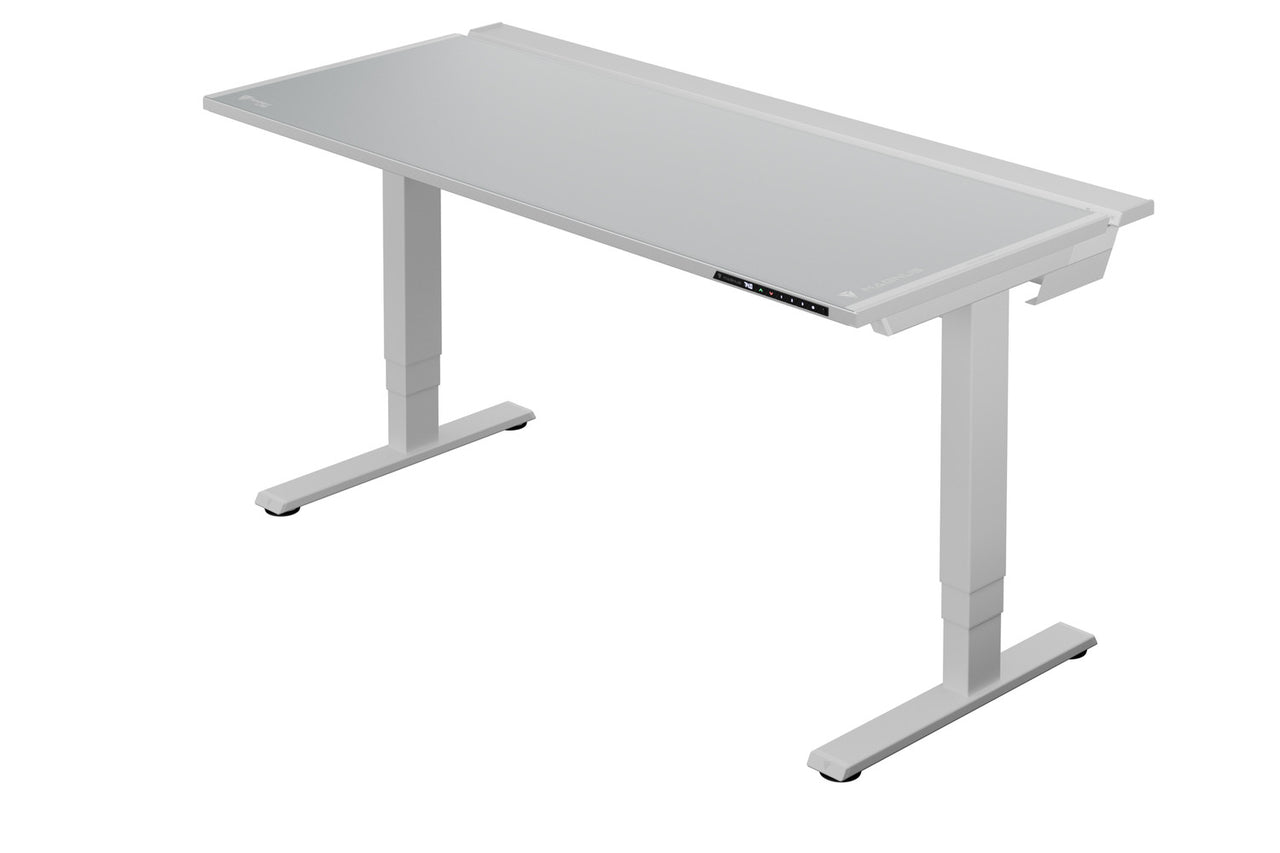 Secretlab Magnus Pro XL standing desk — XL surface with dual monitor gaming setup
