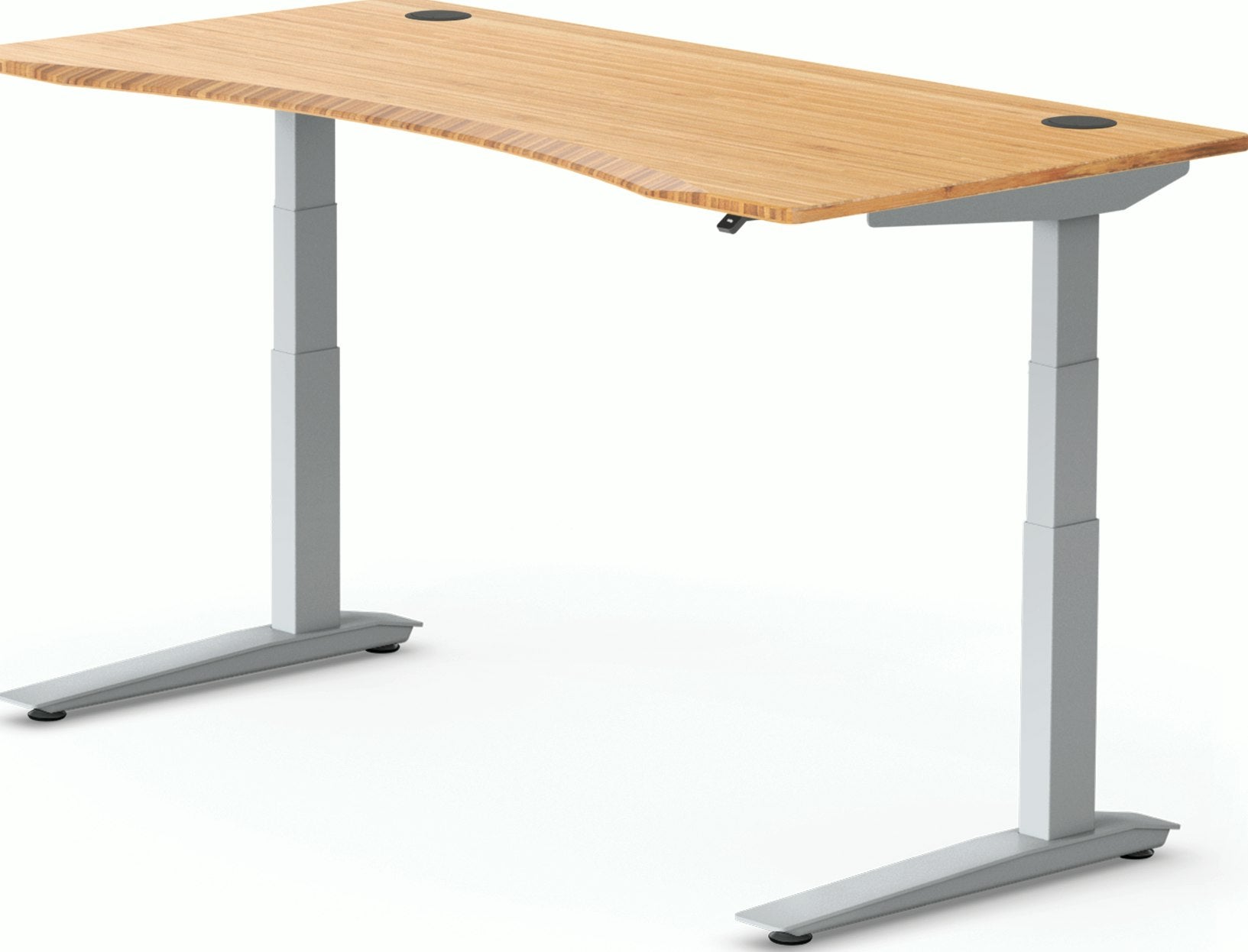 Fully Jarvis Bamboo standing desk — silver frame view