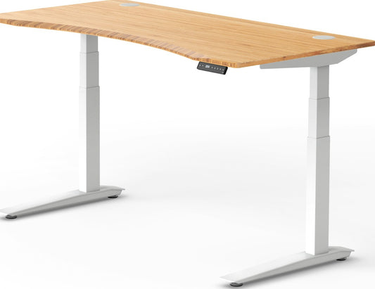 Fully Jarvis Bamboo standing desk — white frame front view